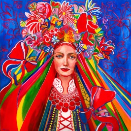 Paulina Taranek Cracow Folk oil on canvas 100 x 100 cm